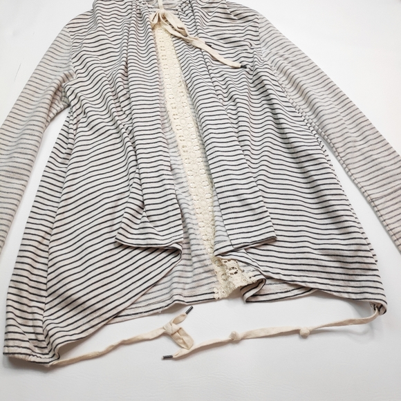 Hem & Thread Stripe Open Front Jacket Lace Size M - Picture 2 of 9